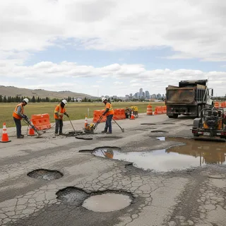 Road crews in Calgary are working to repair potholes caused by unpredictable weather.