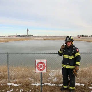 Calgary Fire Department inspects outdoor de-icing ponds near airport due to pungent odour.
