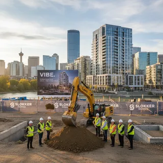 A new 13-storey rental tower with ground-level retail has broken ground in Calgary's East Village.