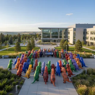 Hundreds of people in colourful dinosaur costumes gathered on the University of Calgary grounds for a world record event.