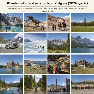 Scenic mountain vista with a winding road, suggesting a day trip destination from Calgary.