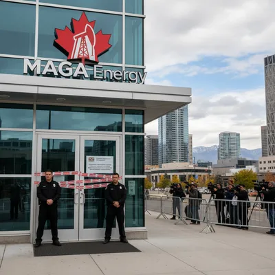 Modern Calgary office building exterior representing MAGA Energy, a business facing regulatory suspension.
