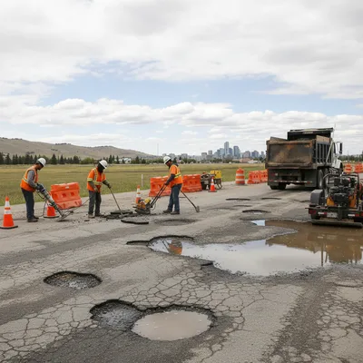 Road crews in Calgary are working to repair potholes caused by unpredictable weather.