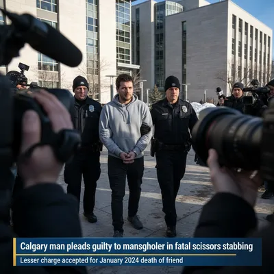 Regional news photograph depicting a Calgary courtroom scene with natural lighting.