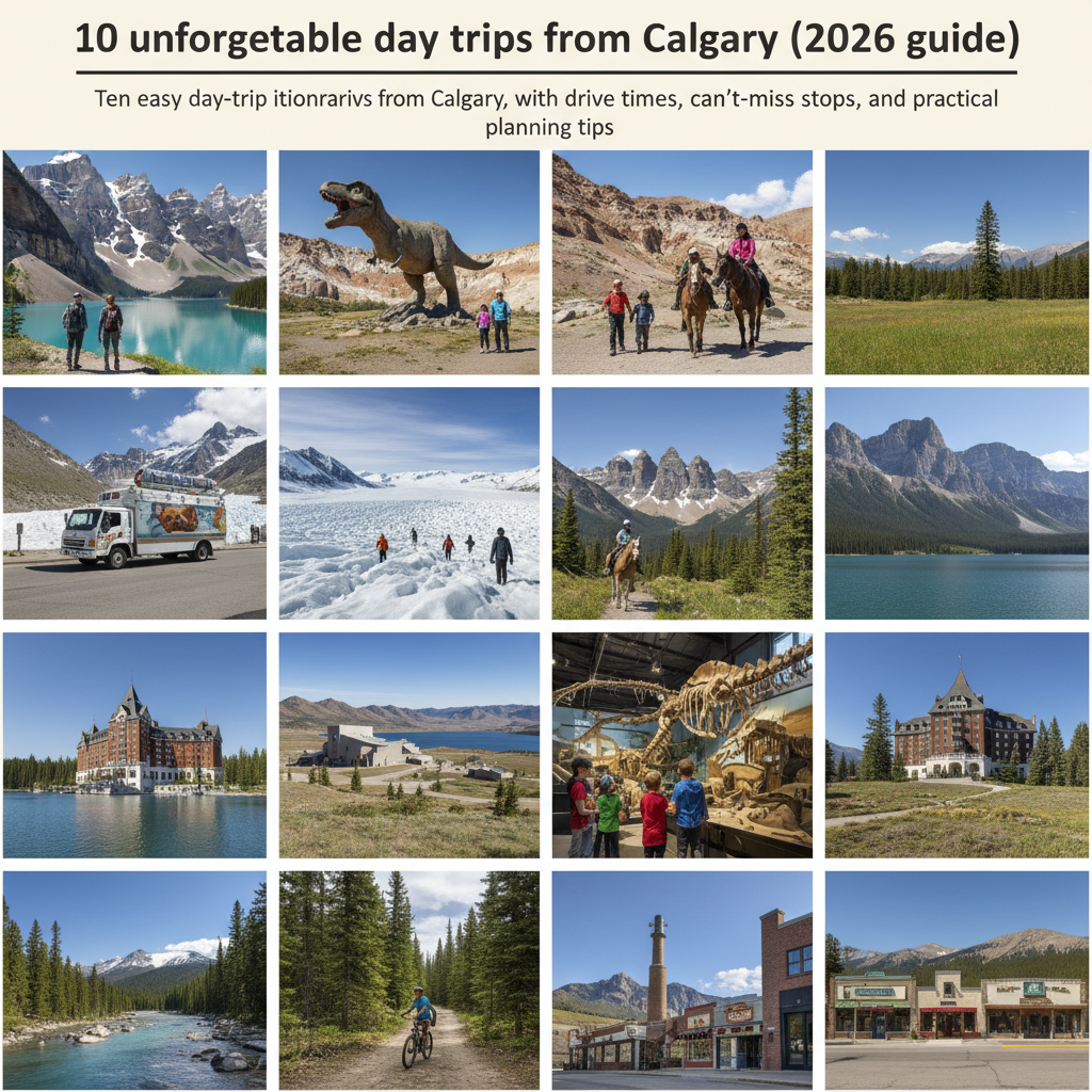 Scenic mountain vista with a winding road, suggesting a day trip destination from Calgary.