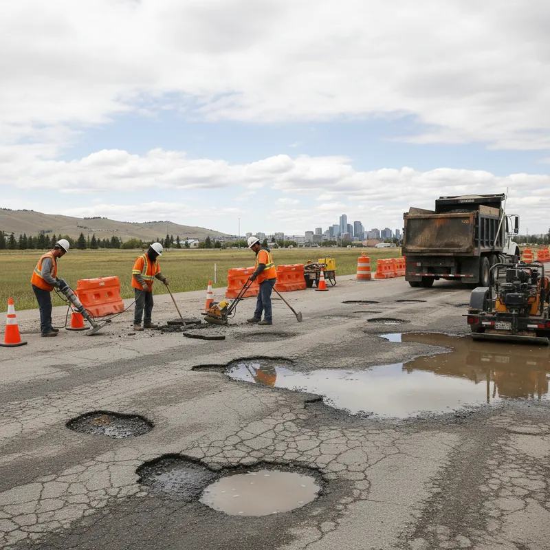Road crews in Calgary are working to repair potholes caused by unpredictable weather.