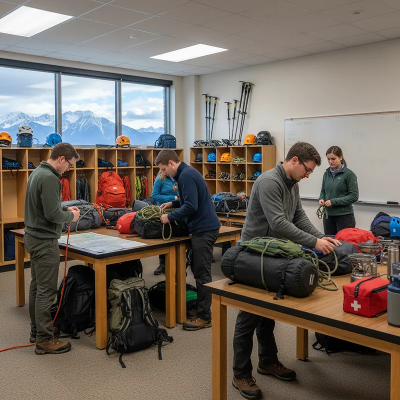 MRU students preparing gear for an outdoor leadership field course before a multi-day expedition. — Calgary Claritive