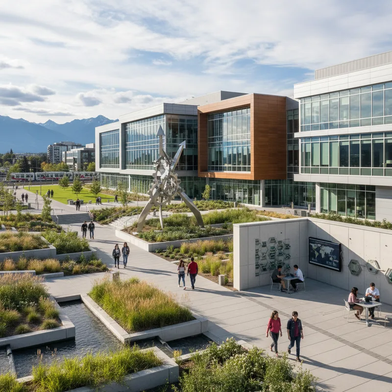 Modern building exterior with landscaped grounds at the University of Calgary, showcasing research innovation.